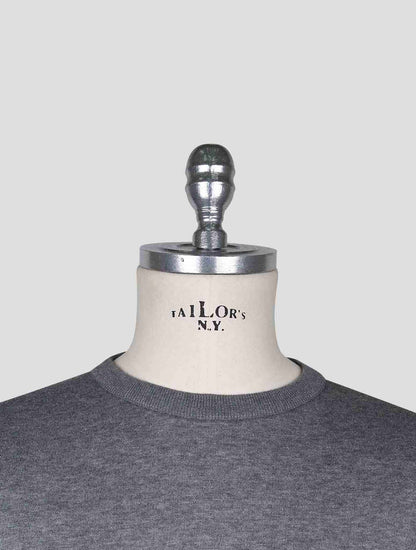 Kiton Gray Cotton T-shirt Long Sleeve