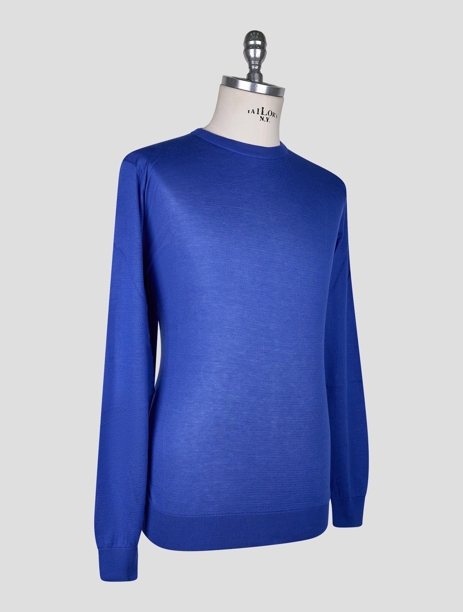 Kiton Blue Cotton T-shirt Long Sleeve