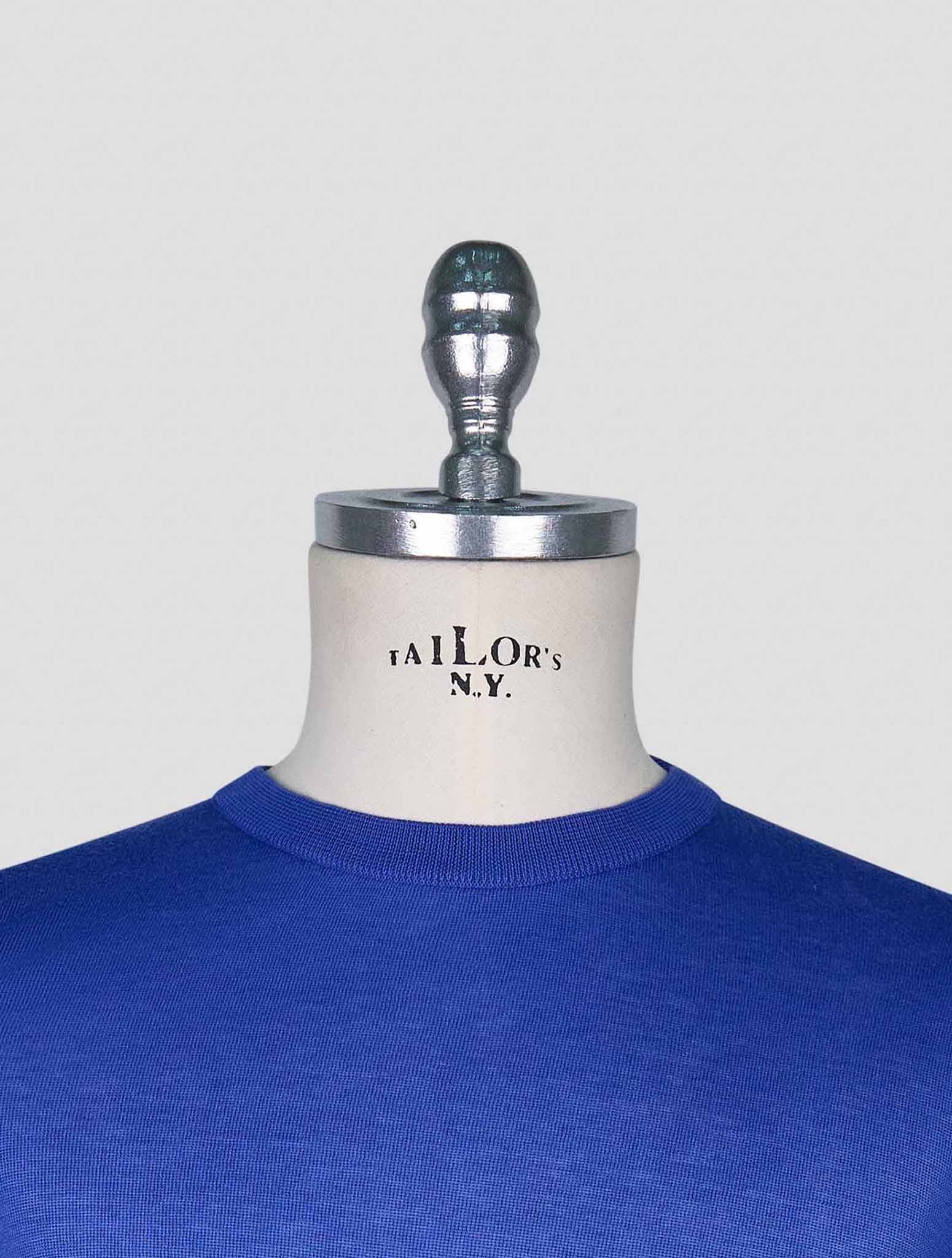 Kiton Blue Cotton T-shirt Long Sleeve
