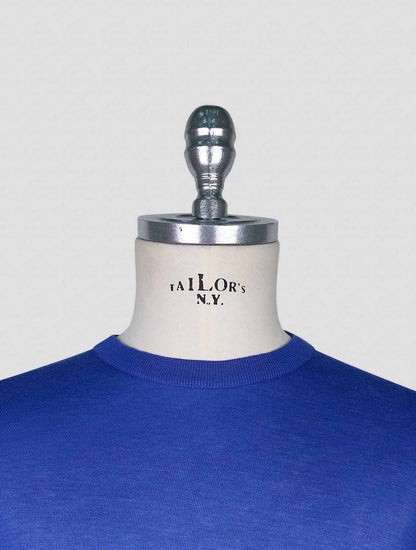 Kiton Blue Cotton T-shirt Long Sleeve