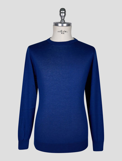 Kiton Blue Cotton T-shirt Long Sleeve