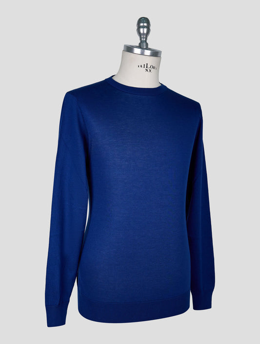 Kiton Blue Cotton T-shirt Long Sleeve