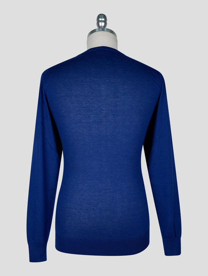 Kiton Blue Cotton T-shirt Long Sleeve