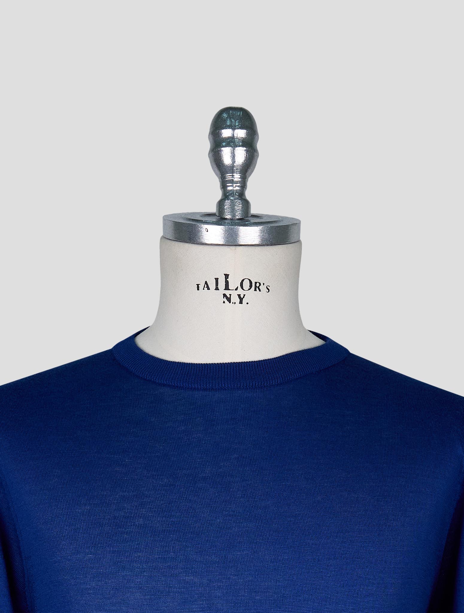 Kiton Blue Cotton T-shirt Long Sleeve