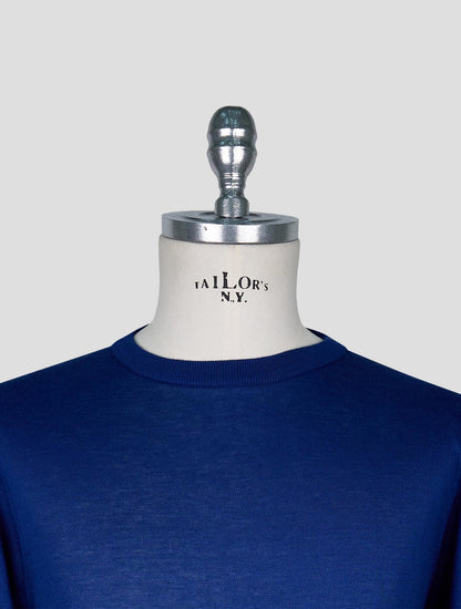 Kiton Blue Cotton T-shirt Long Sleeve
