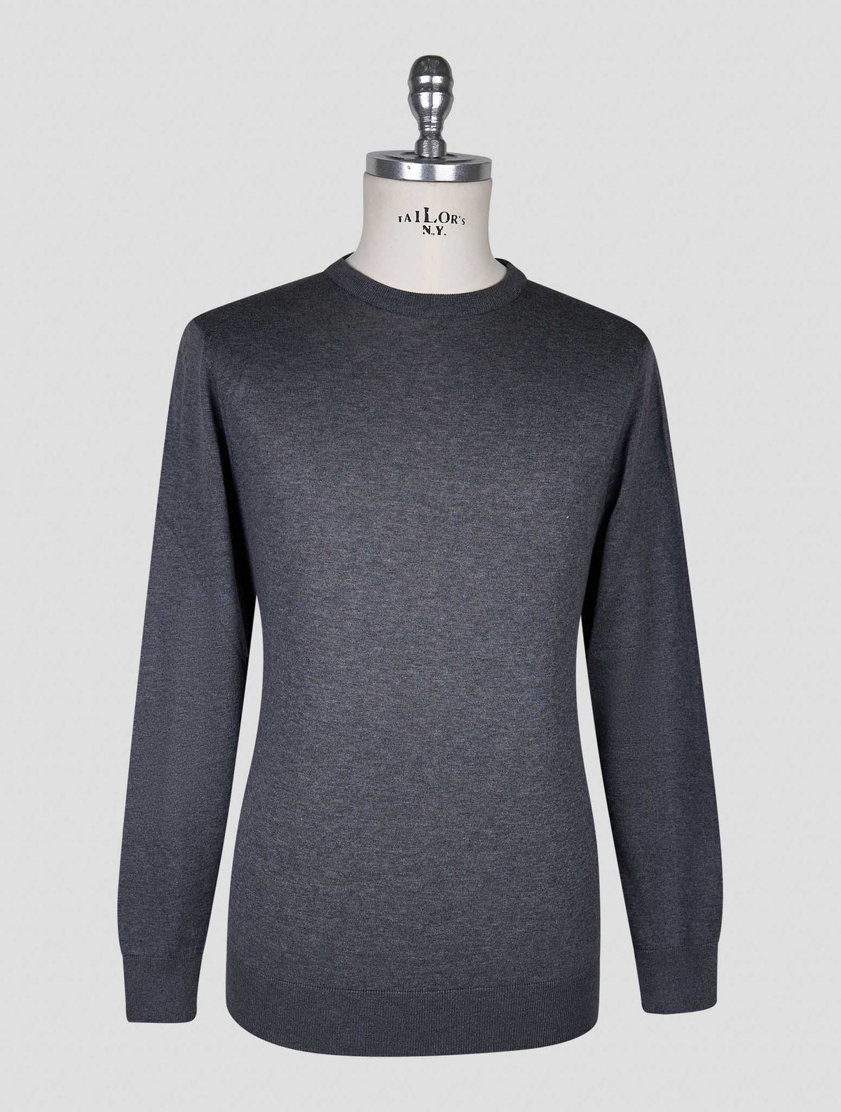 Kiton Dark Gray Cotton T-shirt Long Sleeve