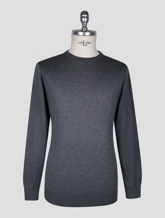 Kiton Dark Gray Cotton T-shirt Long Sleeve