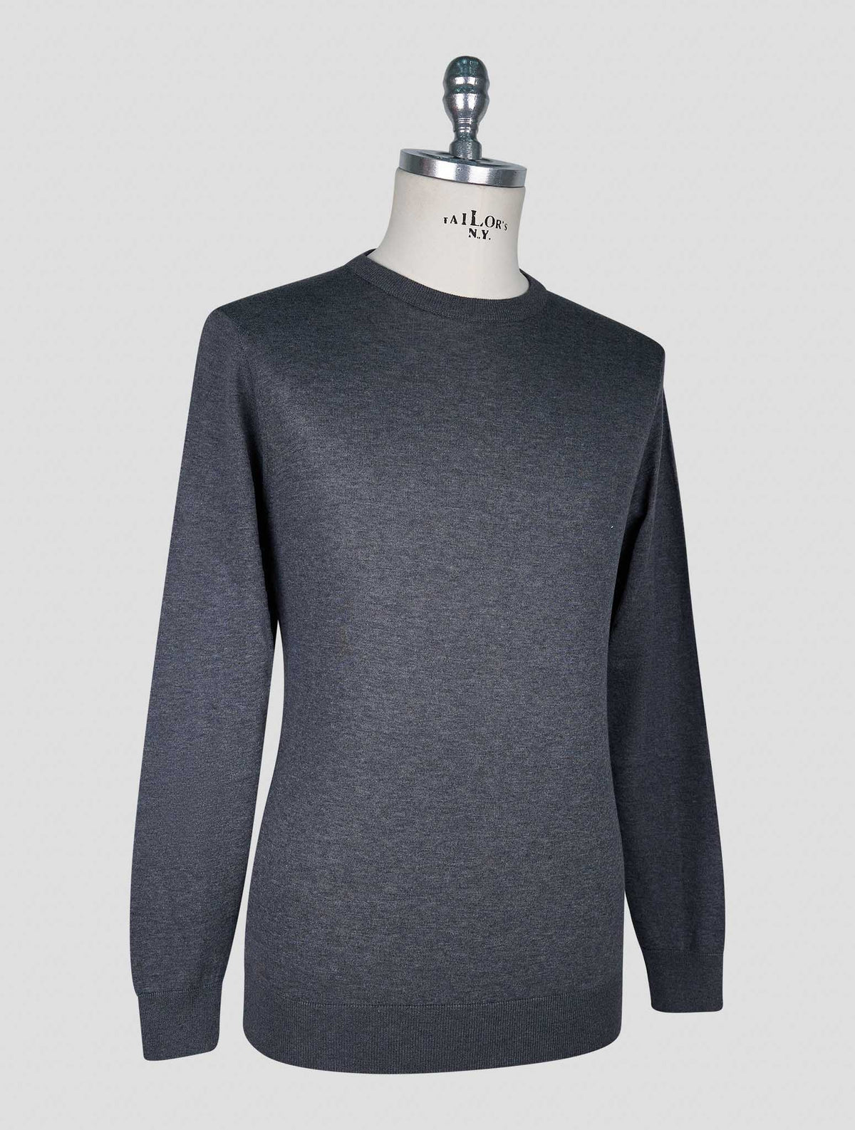 Kiton Dark Gray Cotton T-shirt Long Sleeve