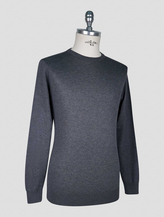 Kiton Dark Gray Cotton T-shirt Long Sleeve