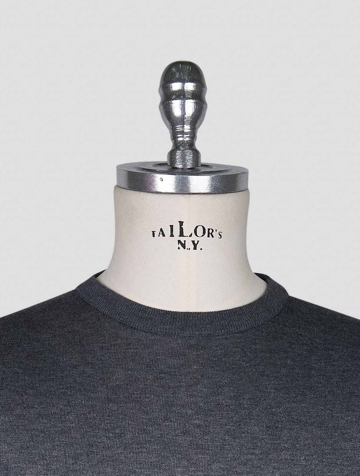 Kiton Dark Gray Cotton T-shirt Long Sleeve