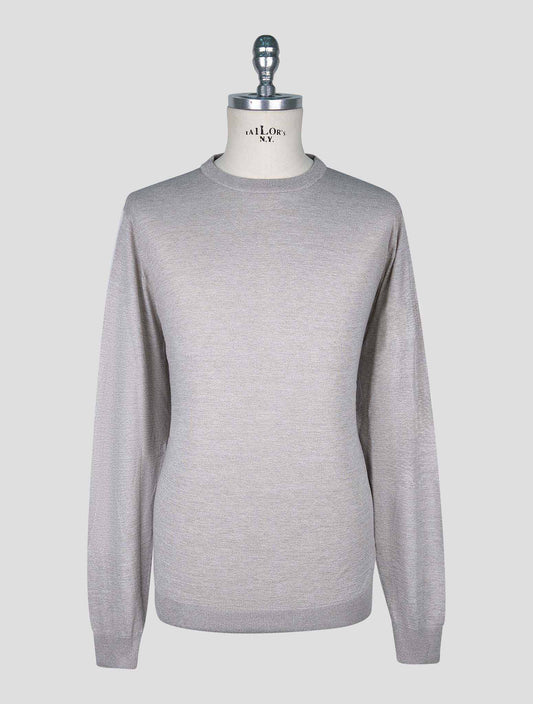Kiton Gray Cotton T-shirt Long Sleeve