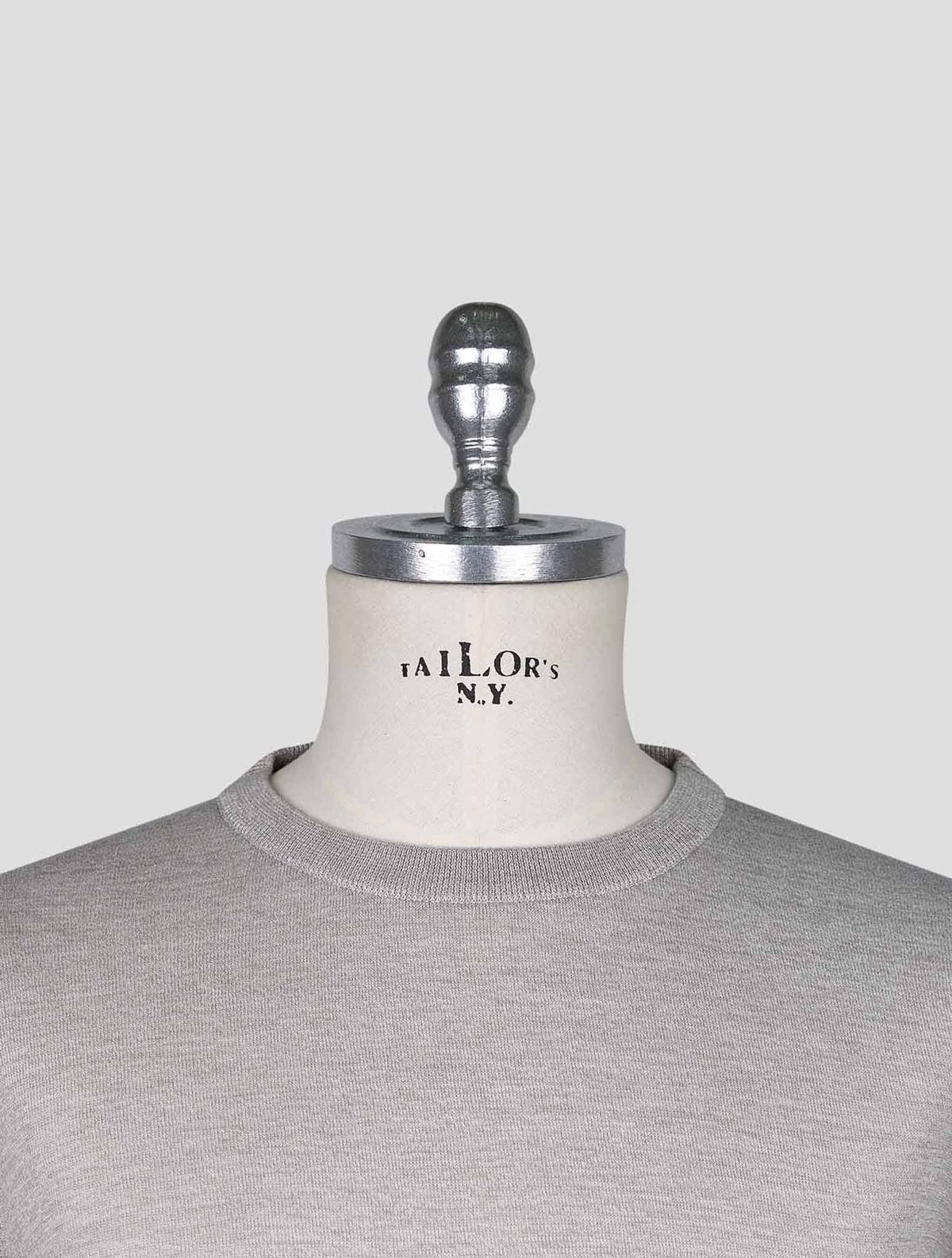 Kiton Gray Cotton T-shirt Long Sleeve