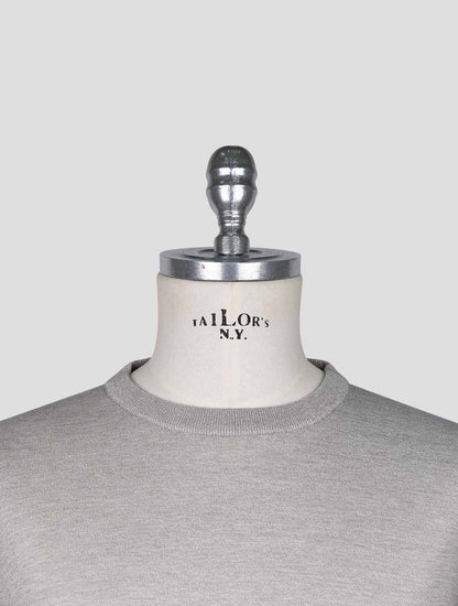 Kiton Gray Cotton T-shirt Long Sleeve