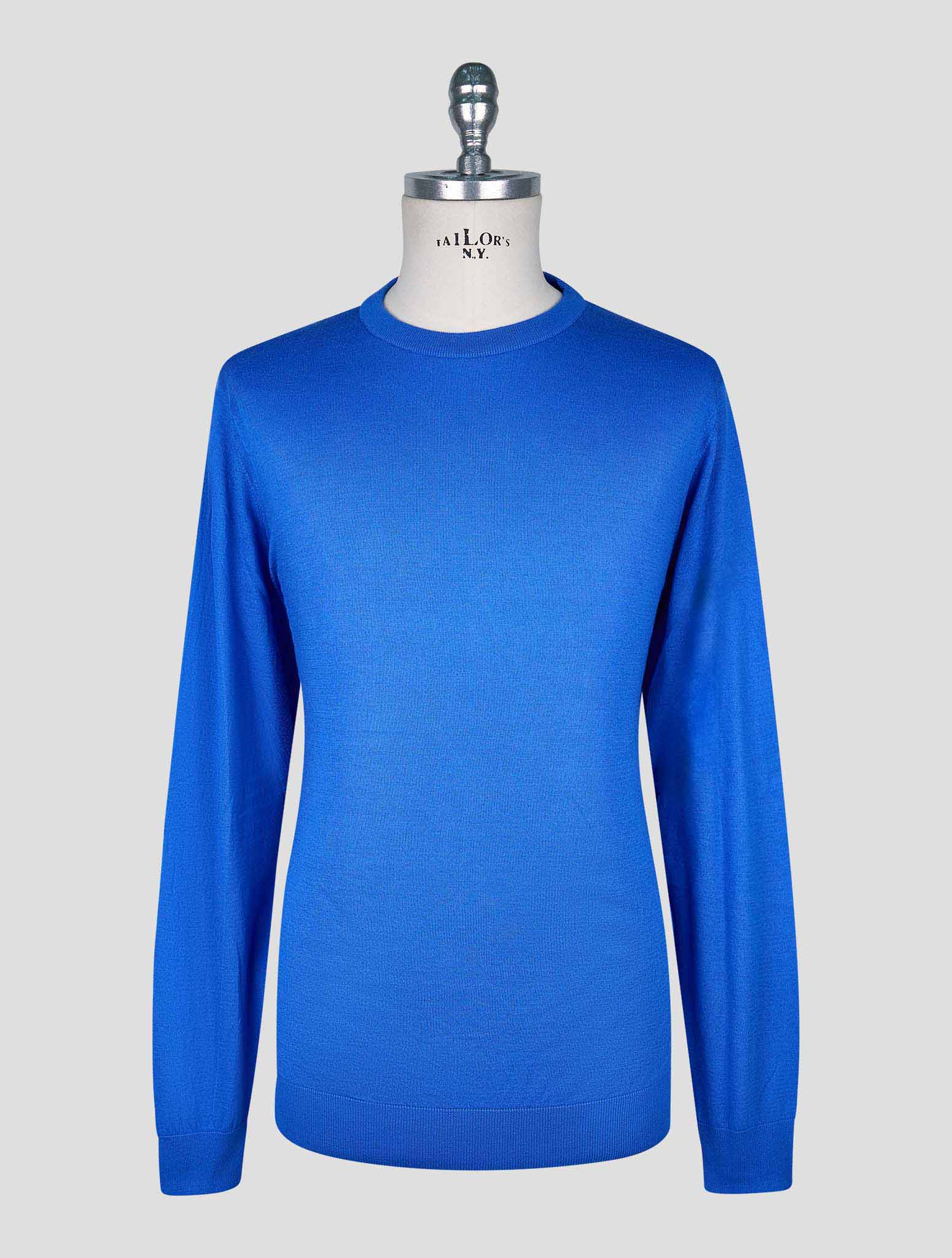 Kiton Blue Cotton T-shirt Long Sleeve