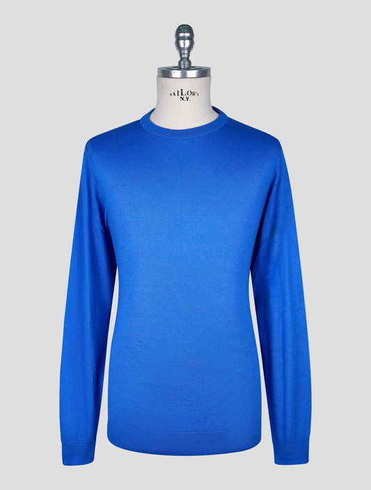 Kiton Blue Cotton T-shirt Long Sleeve