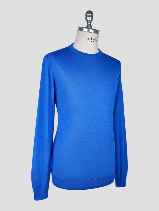 Kiton Blue Cotton T-shirt Long Sleeve