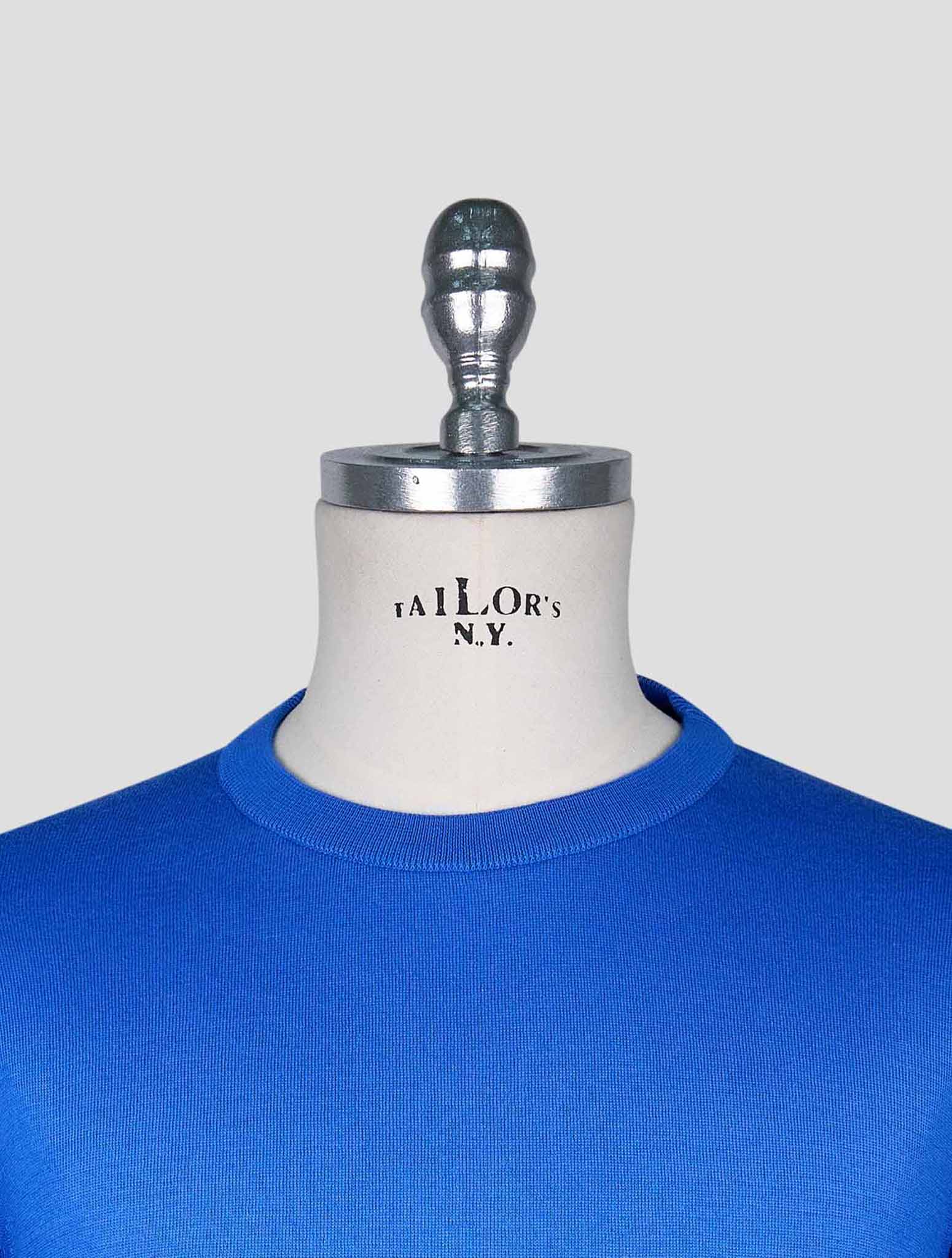 Kiton Blue Cotton T-shirt Long Sleeve