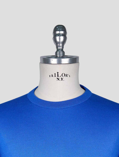 Kiton Blue Cotton T-shirt Long Sleeve
