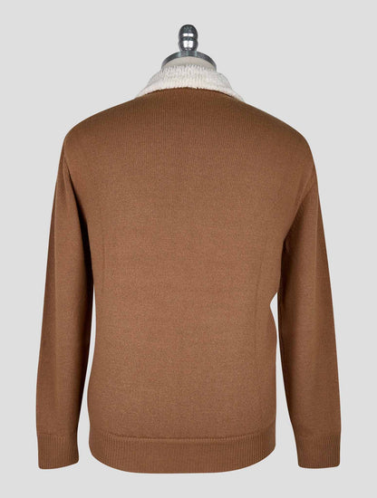 Kiton Brown Wool Cashmere Bomber Coat