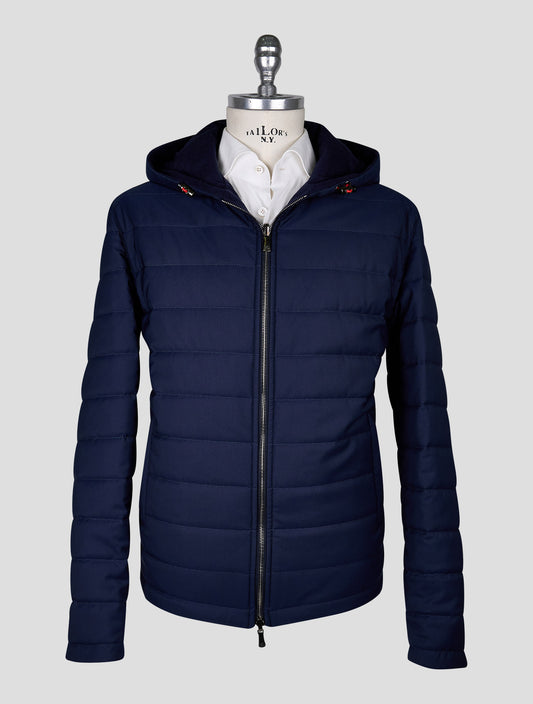 Isaia Blue Wool Pa Silk Ea Coat Reverse