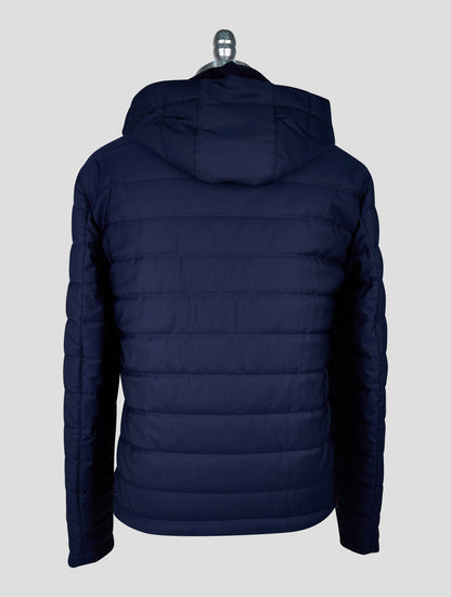 Isaia Blue Wool Pa Silk Ea Coat Reverse