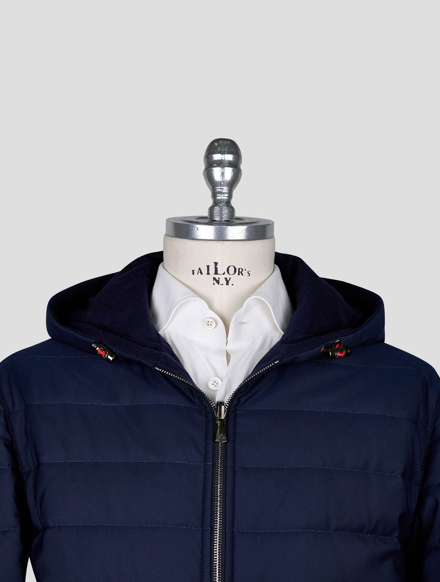 Isaia Blue Wool Pa Silk Ea Coat Reverse