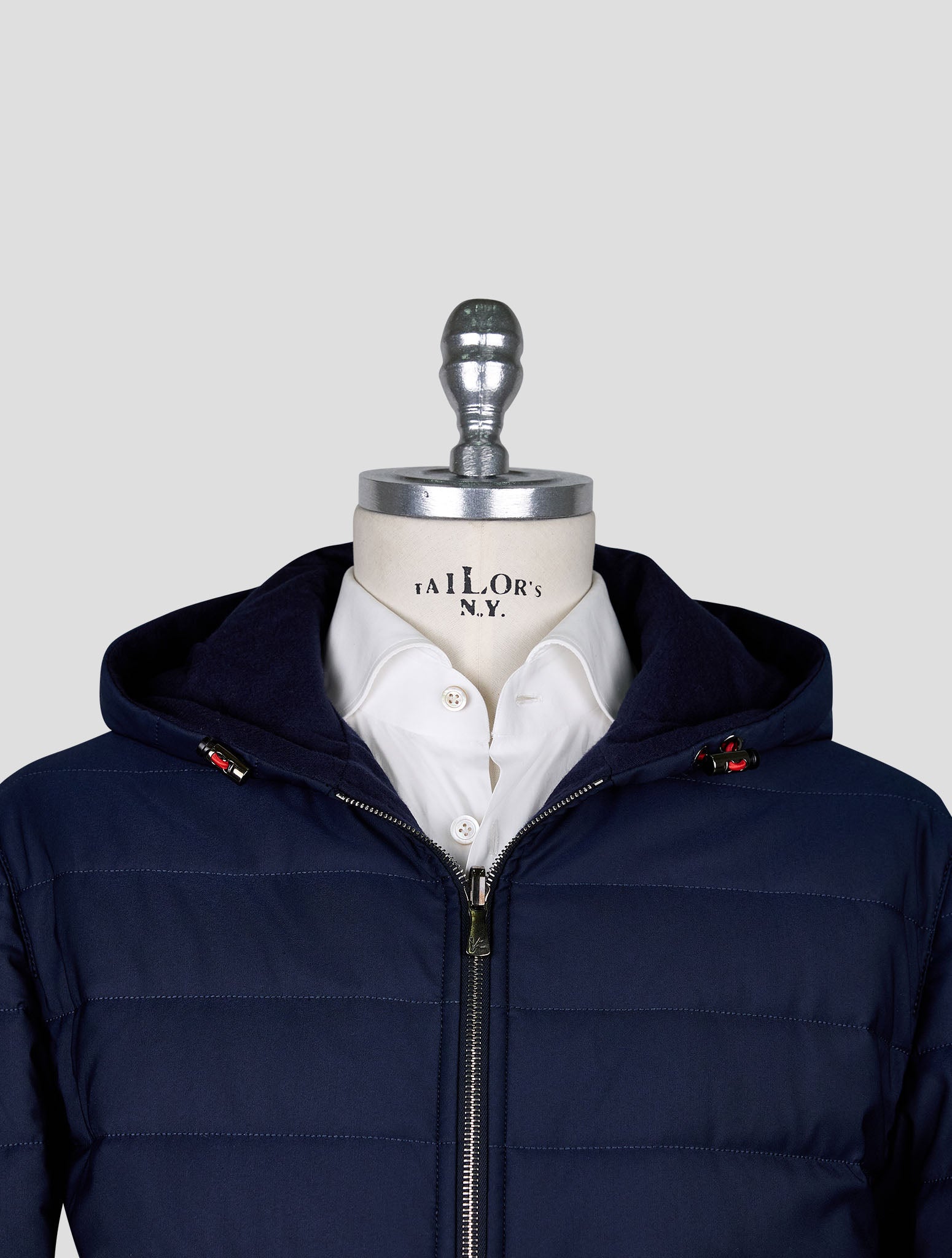 Isaia Blue Wool Pa Silk Ea Coat Reverse