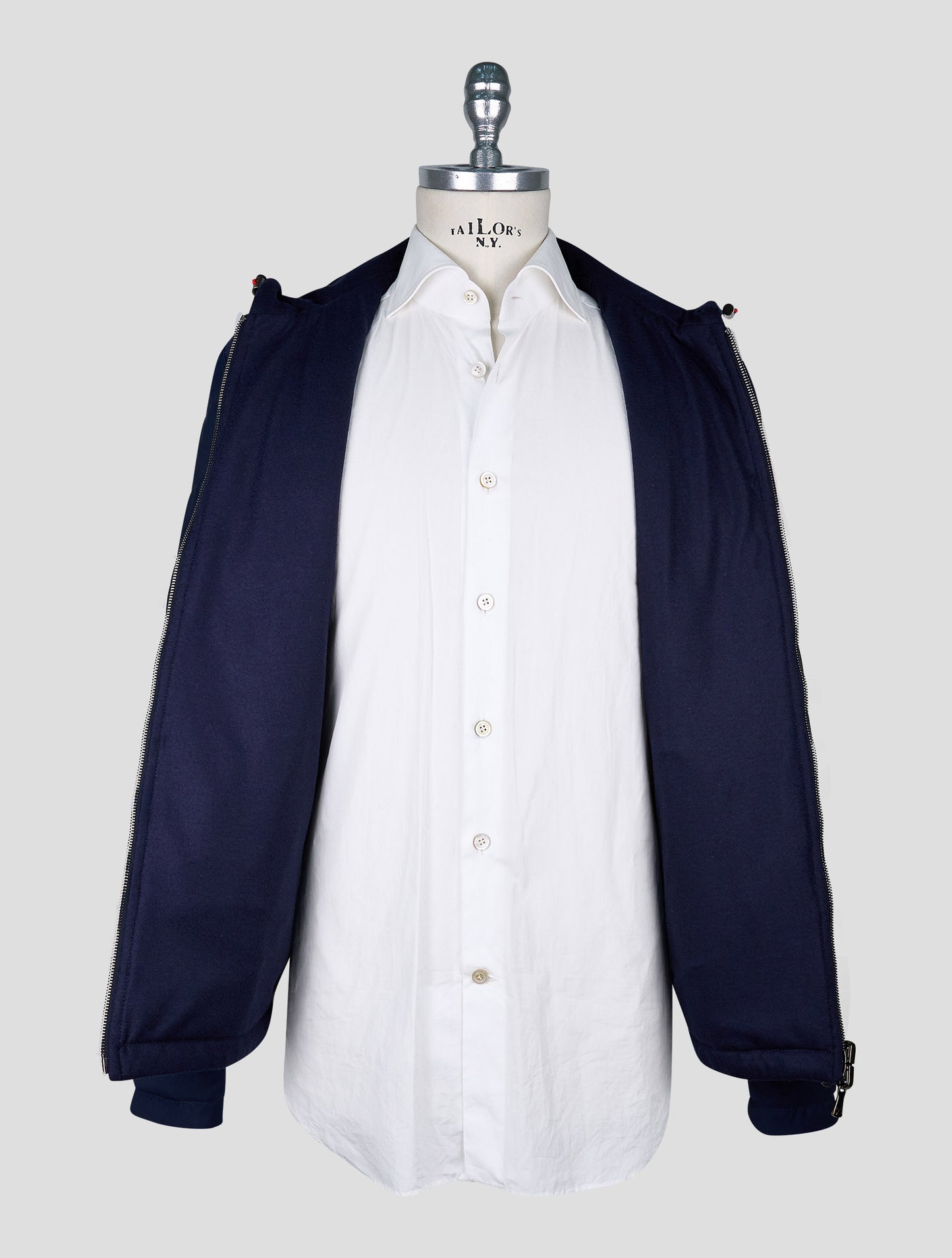 Isaia Blue Wool Pa Silk Ea Coat Reverse