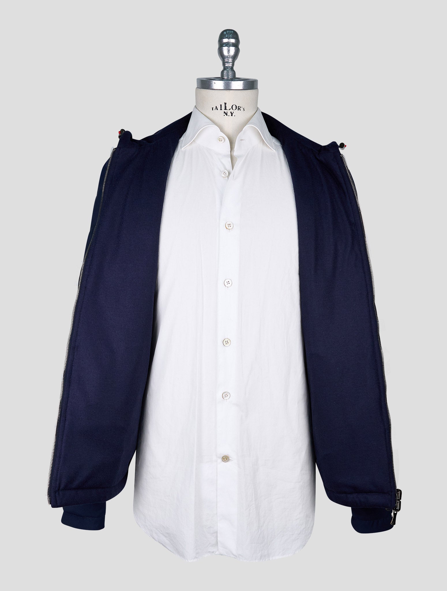 Isaia Blue Wool Pa Silk Ea Coat Reverse