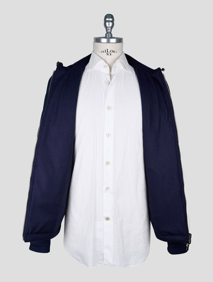 Isaia Blue Wool Pa Silk Ea Coat Reverse