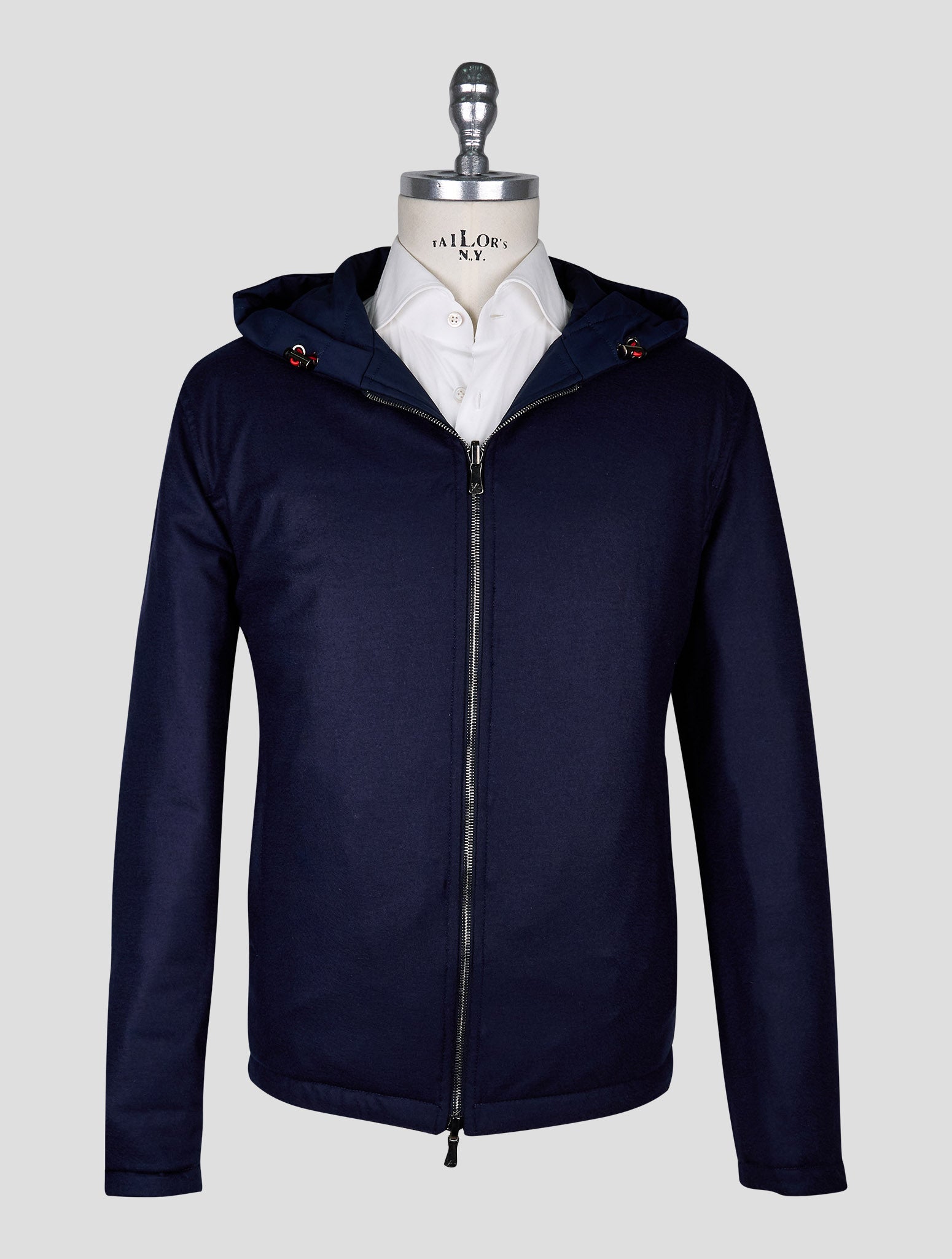 Isaia Blue Wool Pa Silk Ea Coat Reverse