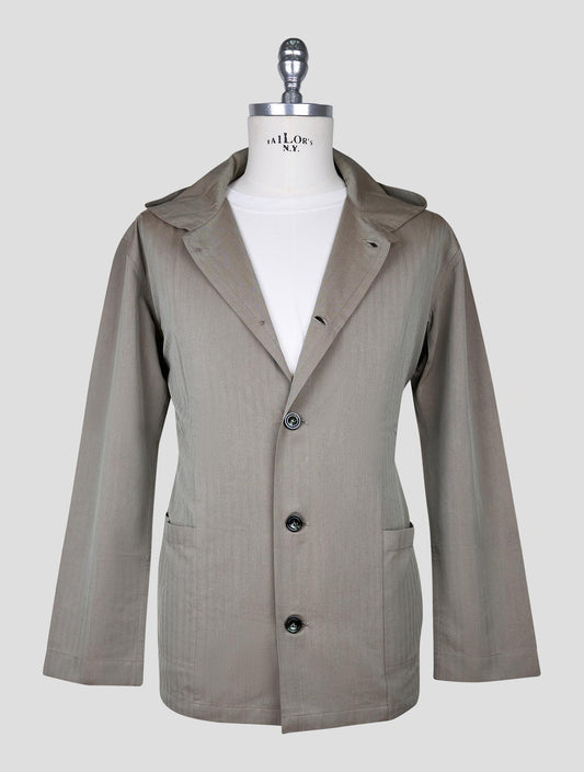 Kiton Green Gray Cotton Lyocell Shirt Luca