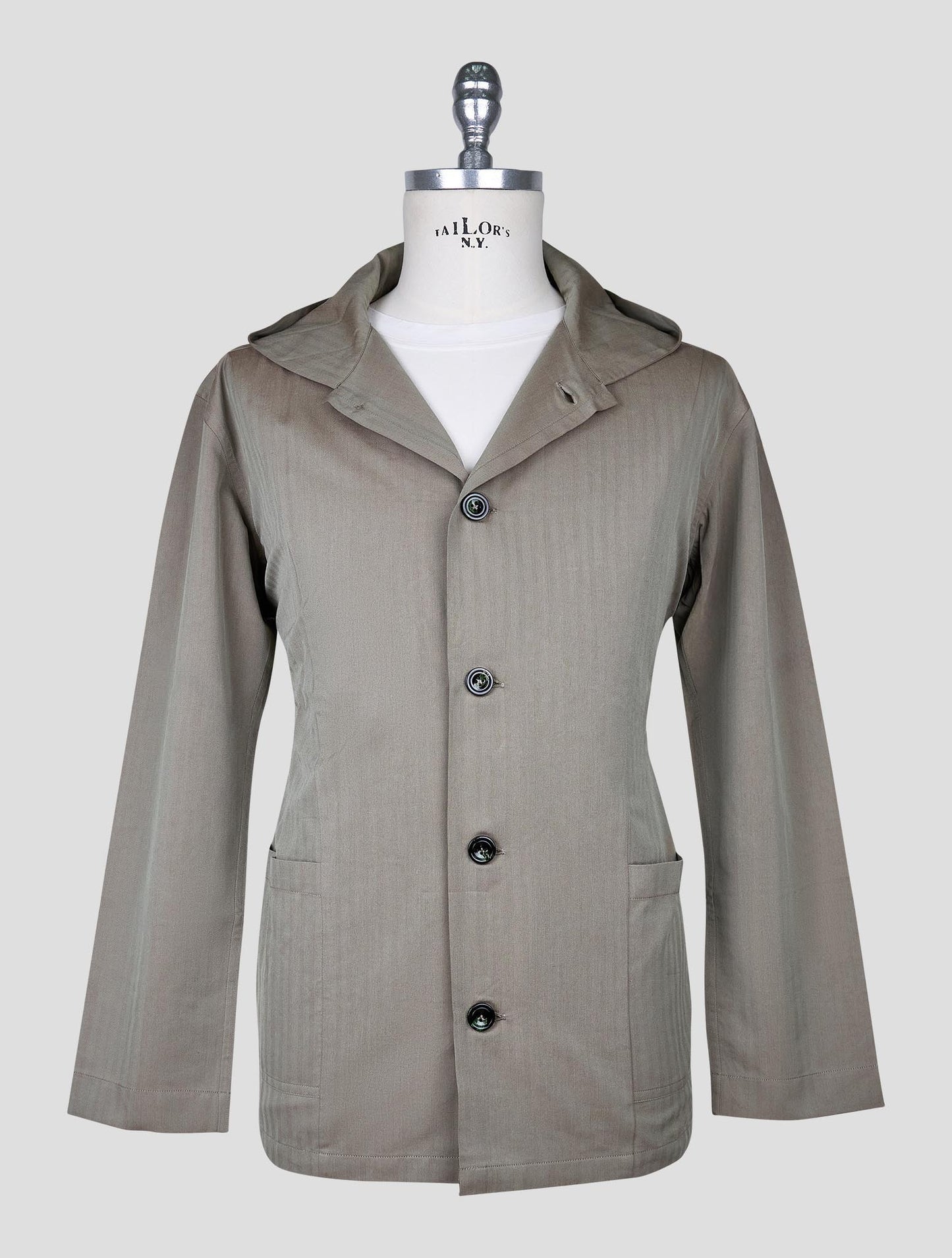 Kiton Green Gray Cotton Lyocell Shirt Luca