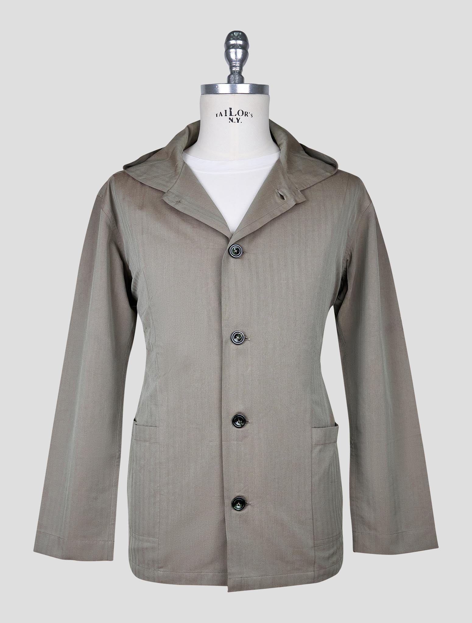 Kiton Green Gray Cotton Lyocell Shirt Luca