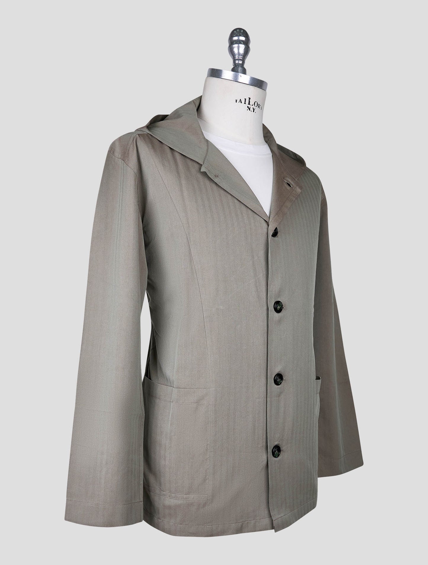 Kiton Green Gray Cotton Lyocell Shirt Luca
