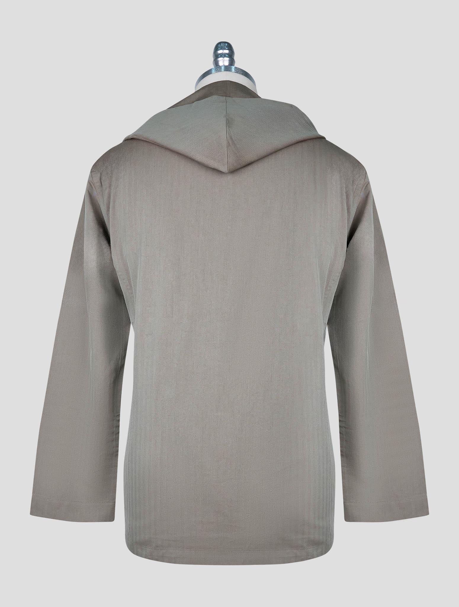 Kiton Green Gray Cotton Lyocell Shirt Luca