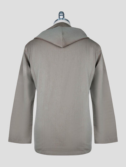 Kiton Green Gray Cotton Lyocell Shirt Luca