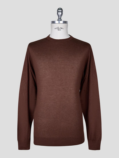 Kiton Brown Cotton T-shirt Long Sleeve