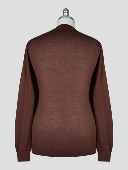Kiton Brown Cotton T-shirt Long Sleeve
