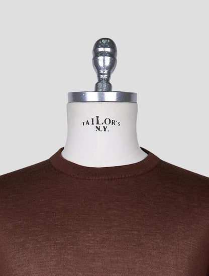 Kiton Brown Cotton T-shirt Long Sleeve