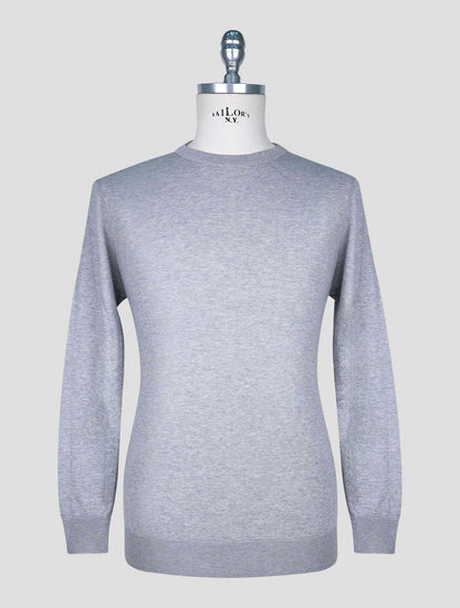 Kiton Gray Cotton T-shirt Long Sleeve