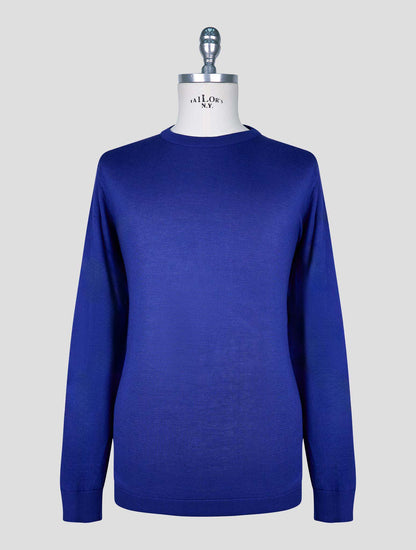 Kiton Blue Cotton T-shirt Long Sleeve