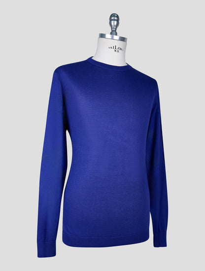 Kiton Blue Cotton T-shirt Long Sleeve