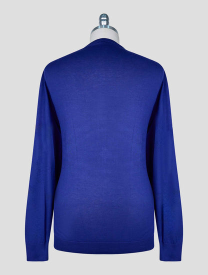 Kiton Blue Cotton T-shirt Long Sleeve