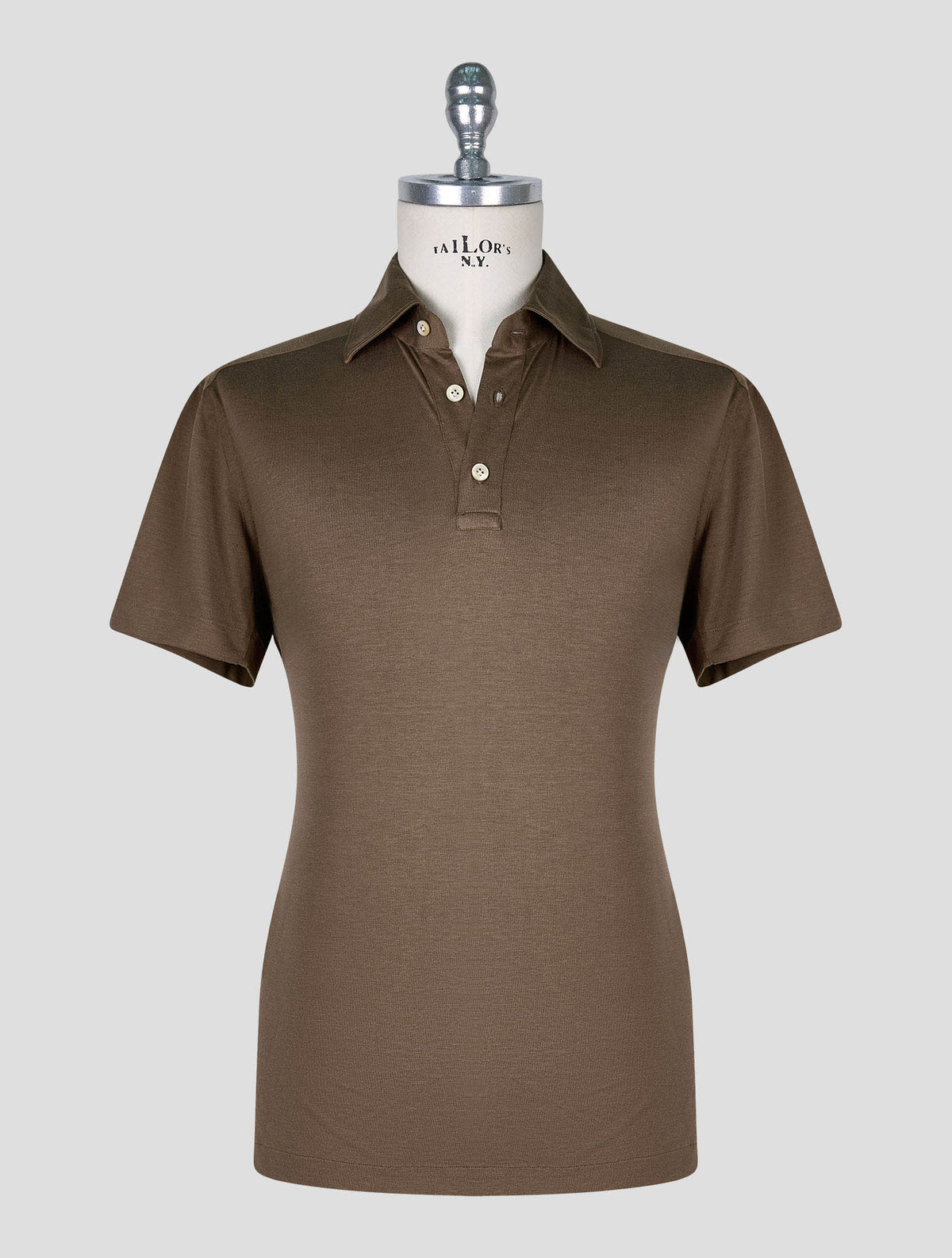 Kiton Brown Silk Cotton Positano Polo