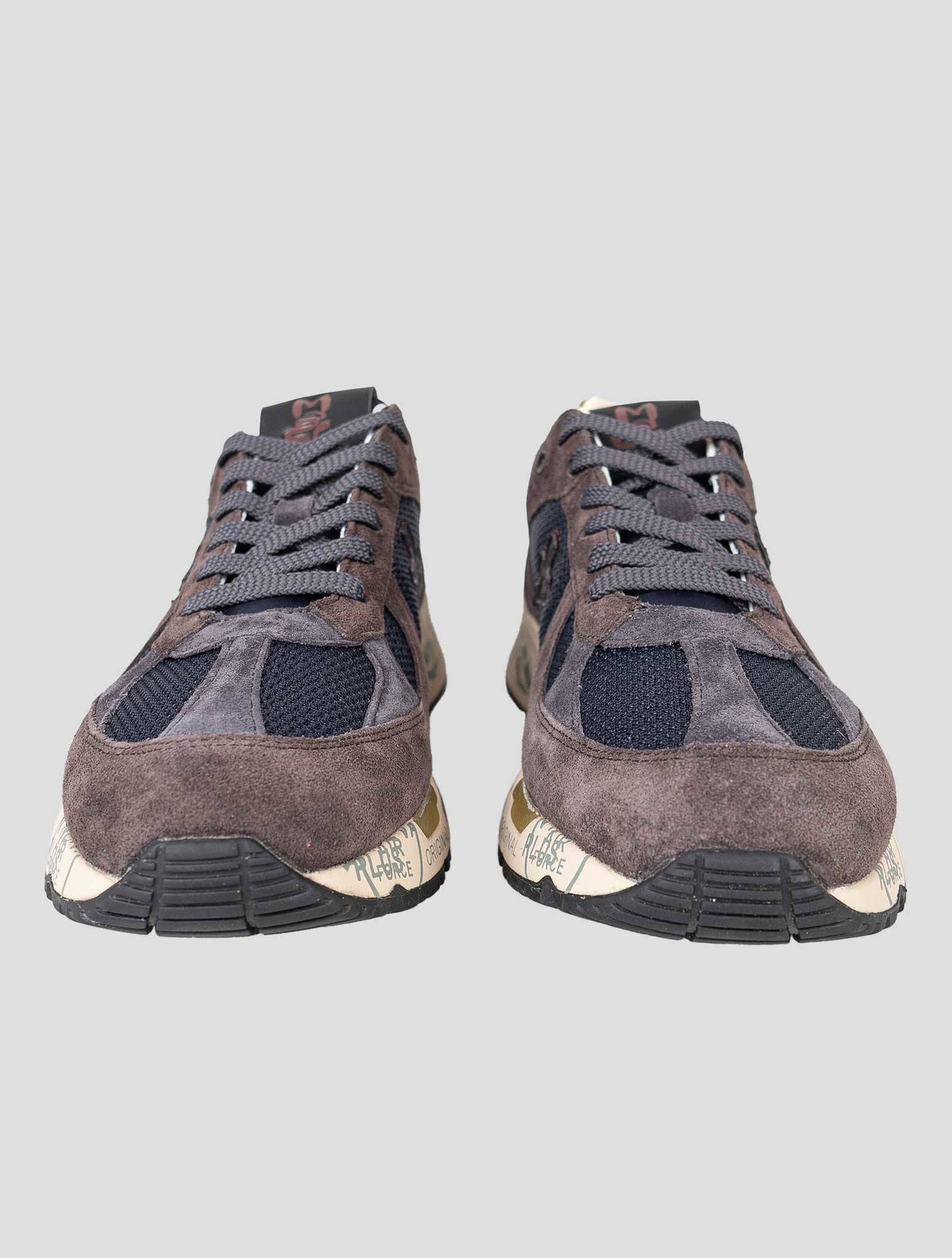 Premiata Blue Brown Nylon Leather Suede Pu Sneakers