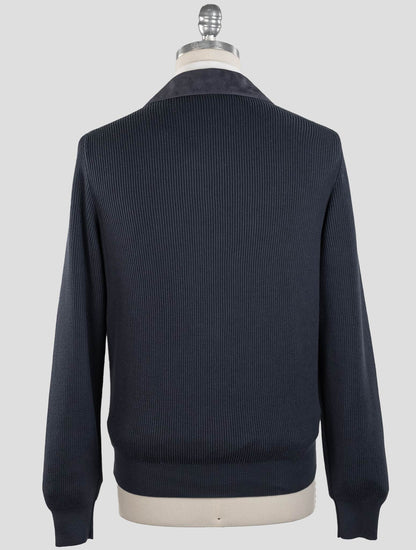 Brunello Cucinelli Blue Leather Cotton Coat