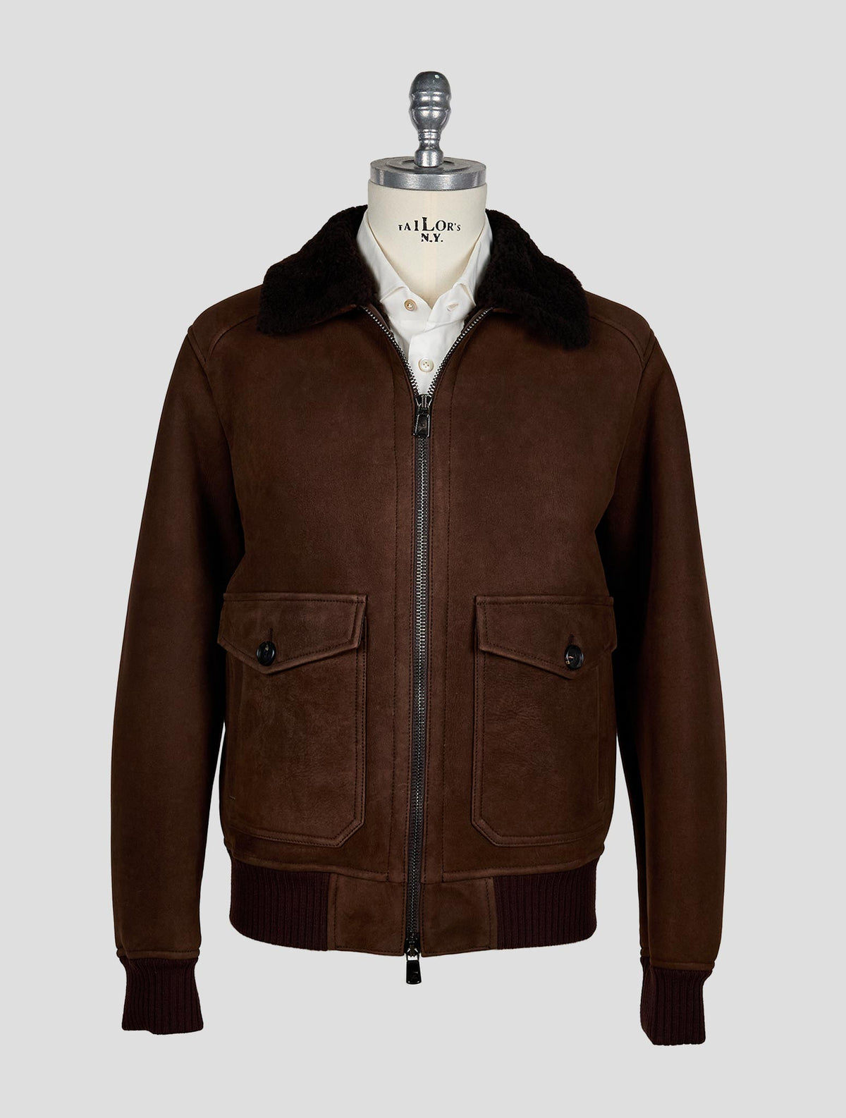 Isaia Brown Leather Lambskin Coat