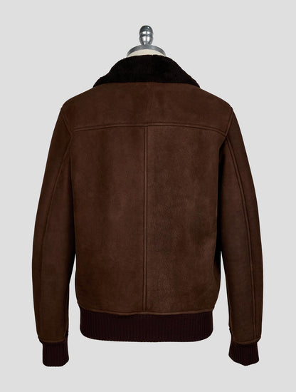 Isaia Brown Leather Lambskin Coat