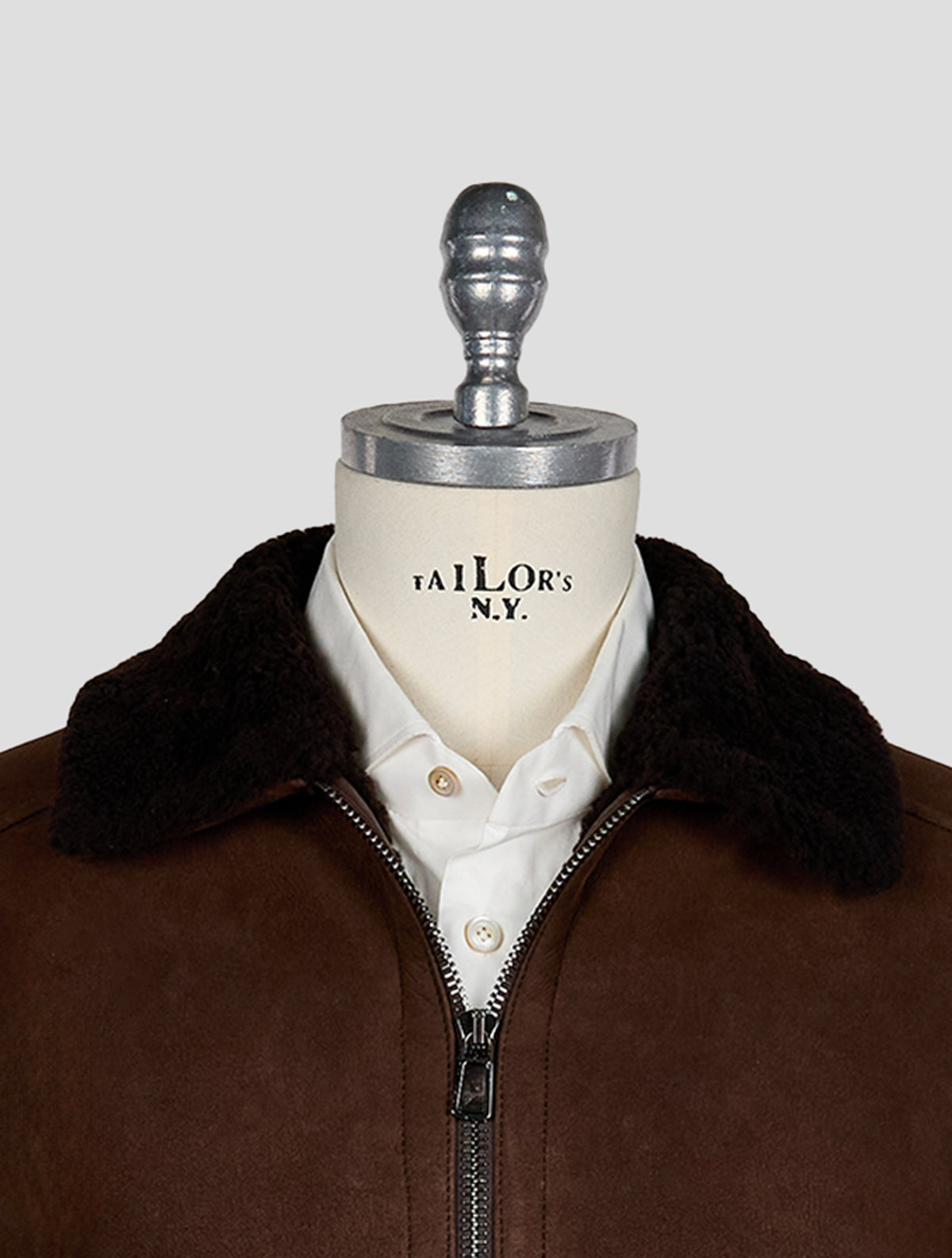 Isaia Brown Leather Lambskin Coat